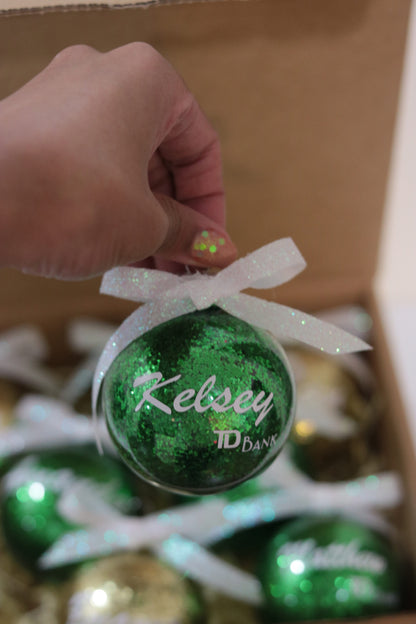 Glitter Baubles with White Vinyl