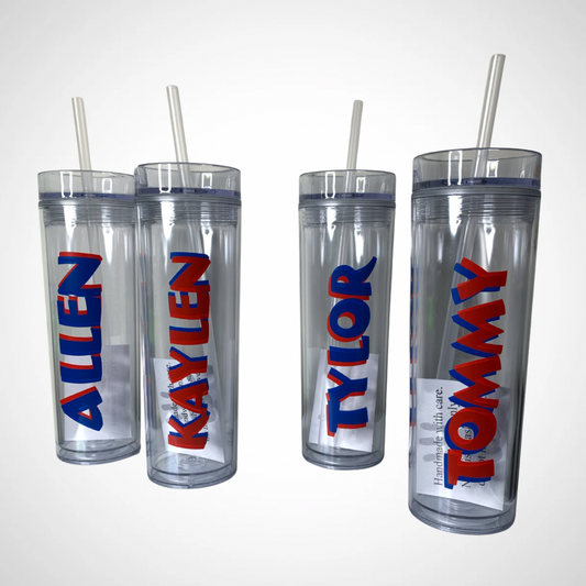 18 oz Insulated Transparent Tumblers personalized with Vinyl